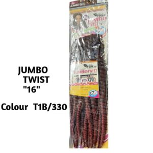 Length:16Inch Color: T1B/330 Style: JUMBO Braids Twist. Non-Flammable Heat-resisting Up To 160 Degree Centigrade