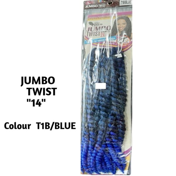 Length:14 Inch Color: t1b/blue Style: JUMBO Braids Twist. Non-Flammable Heat-resisting Up To 160 Degree Centigrade
